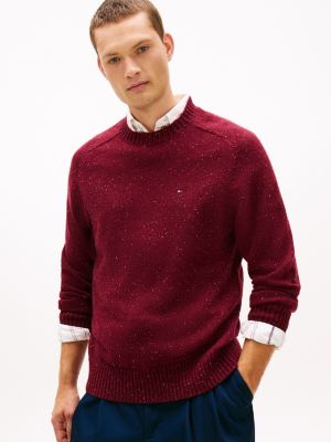 Donegal Wool-Blend Sweater, Deep Rouge