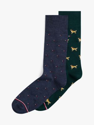 Golden Retriever Trouser Sock 2-Pack, Ornamental Green/ Multi