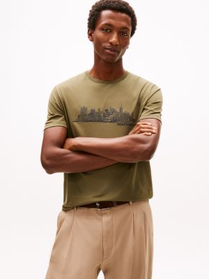Embroidered NYC Skyline Graphic T-Shirt, Utility Olive