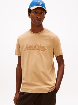 Embroidered NYC Skyline Graphic T-Shirt, Safari Canvas