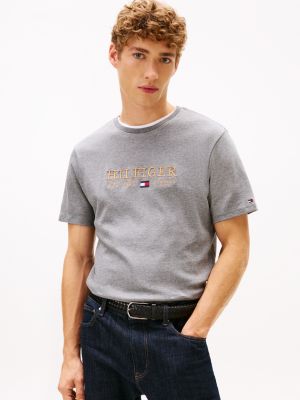Hilfiger Logo Cotton Interlock T-Shirt, Grey Heather