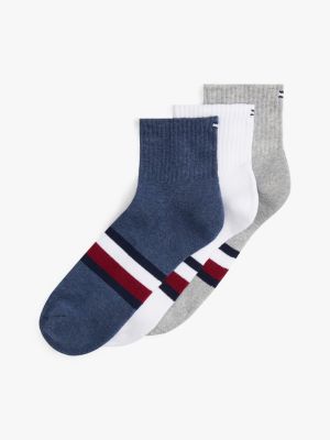 Stripe Quarter Top Sock 3-Pack, Blue Heather / Multi