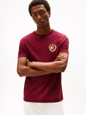 Laurel Leaf Cotton Interlock T-Shirt, Deep Rouge