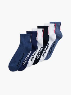 Signature Stripe Quarter-Top Sock 6-Pack, Preppy Navy/Multi
