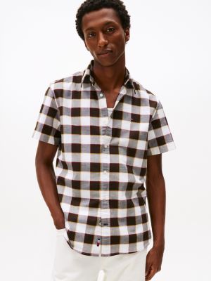 Regular Fit Plaid Stretch Oxford Shirt, Dark Coffee