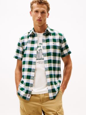 Regular Fit Plaid Stretch Oxford Shirt, Ornamental Green