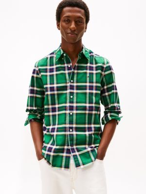 Regular Fit Plaid Stretch Oxford Shirt, Nouveau Green