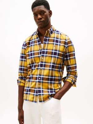 Regular Fit Plaid Stretch Oxford Shirt, Amber Flare