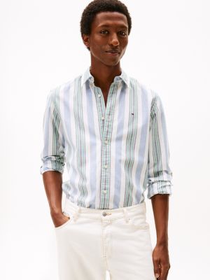 Regular Fit Striped Stretch Oxford Shirt, Nouveau Green