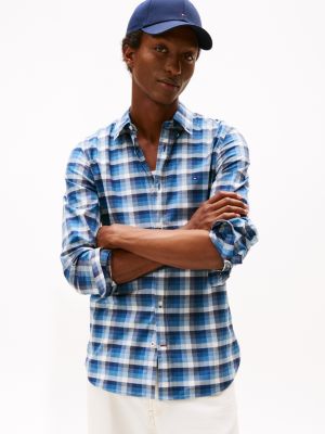 Slim Fit Check Print All-Day Shirt, Carbon Navy
