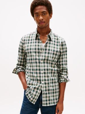 Slim Fit Plaid Print All-Day Shirt, Deep Evergreen
