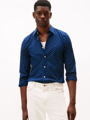 Slim Fit Allover Print All-Day Shirt, Carbon Navy