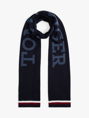 Bold Monotype Logo Knit Scarf, Space Blue / Multi
