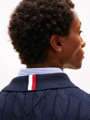 Cable Knit Zip Polo Cardigan | Tommy Hilfiger