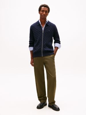 Cable Knit Zip Polo Cardigan | Tommy Hilfiger