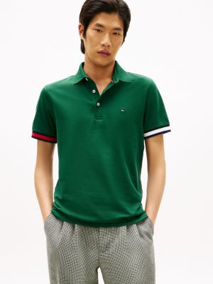 Slim Fit Flag Tipped Polo, Ornamental Green