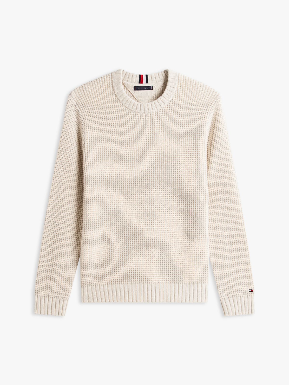 Wool-Blend Waffle-Knit Sweater — Bleached Stone