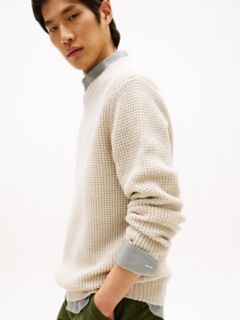 Wool-Blend Waffle-Knit Sweater — Bleached Stone 3