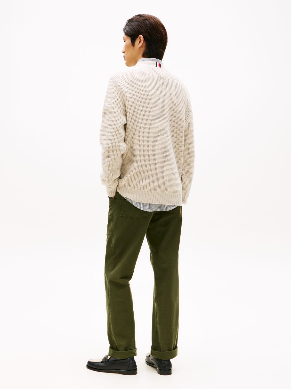 Wool-Blend Waffle-Knit Sweater — Bleached Stone
