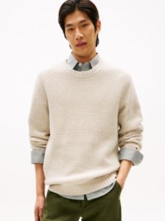 Wool-Blend Waffle-Knit Sweater — Bleached Stone 1