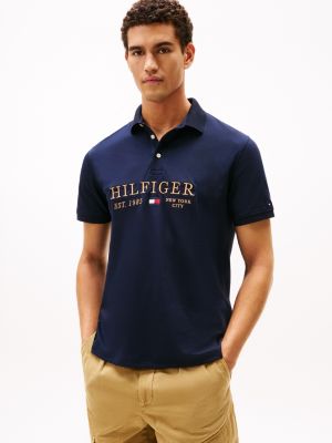 Embroidered Monotype Logo Interlock Polo, Navy