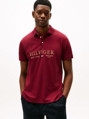 Embroidered Monotype Logo Interlock Polo, Deep Rouge
