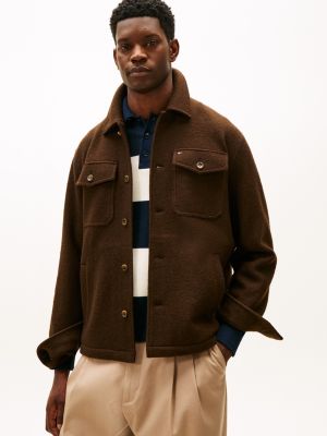 Wool-Blend Field Jacket, Dark Coffee