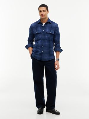 Мужская рубашка Tommy Hilfiger Regular Fit Plaid Jacquard Knit, цвет: Морской — фото 2
