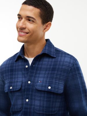 Мужская рубашка Tommy Hilfiger Regular Fit Plaid Jacquard Knit, цвет: Морской — фото 3