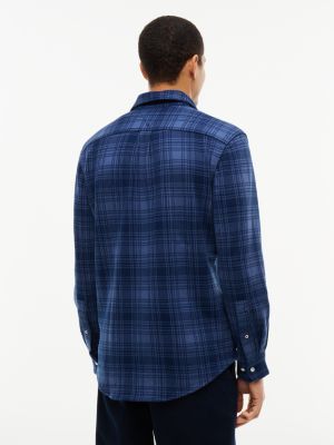 Мужская рубашка Tommy Hilfiger Regular Fit Plaid Jacquard Knit, цвет: Морской — фото 4