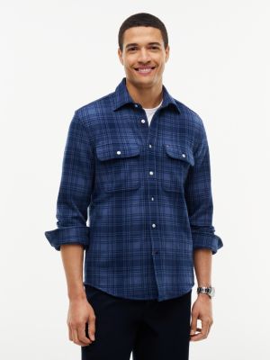 Мужская рубашка Tommy Hilfiger Regular Fit Plaid Jacquard Knit, цвет: Морской — фото 1