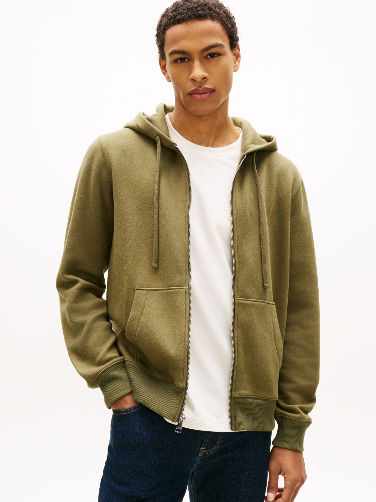 Essential Zip Hoodie — Utility Olive