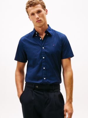 Regular Fit Geo Print All-Day Shirt, Carbon Navy