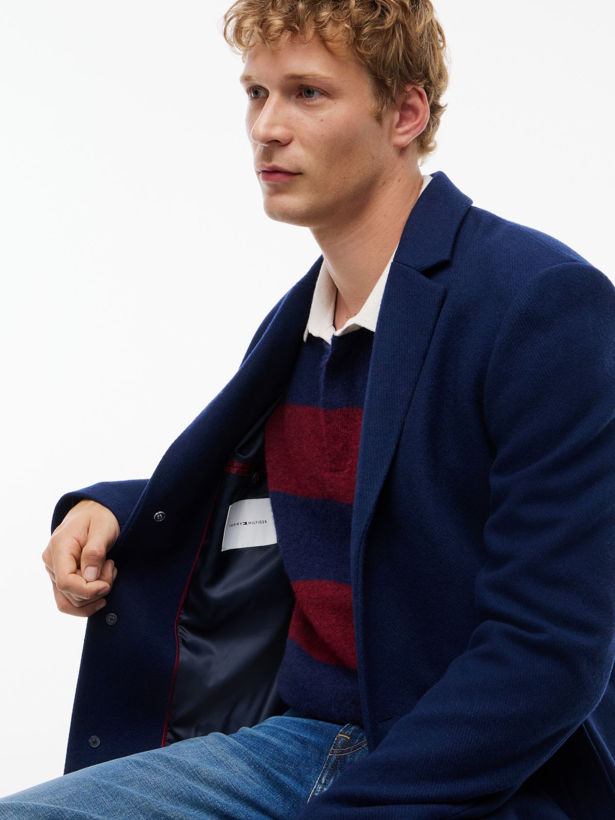 Wool-Blend Casual Coat — Carbon Navy