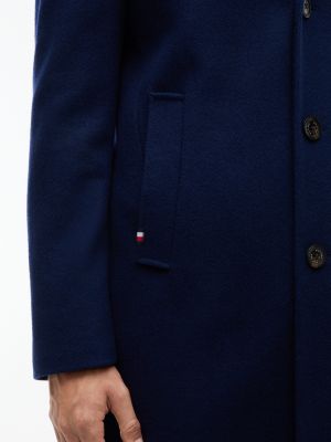 Мужское пальто Tommy Hilfiger Wool-Blend Casual, цвет: Карбоновый тёмно-синий — фото 4