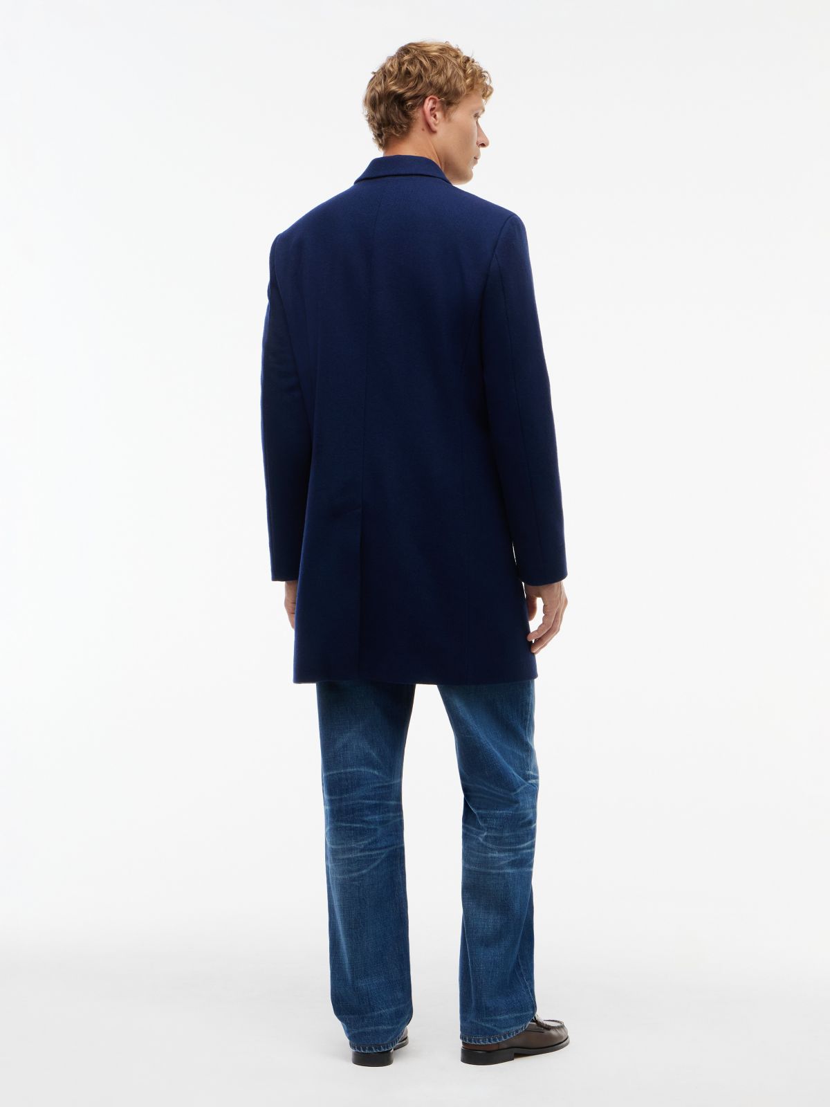 Wool-Blend Casual Coat — Carbon Navy
