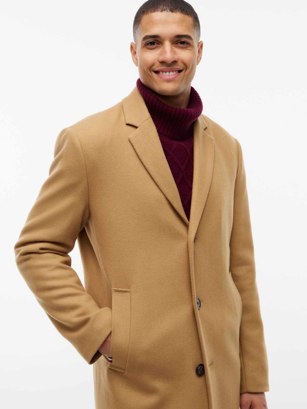 Wool-Blend Casual Coat — Classic Khaki
