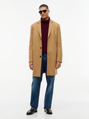 Wool-Blend Casual Coat, Classic Khaki