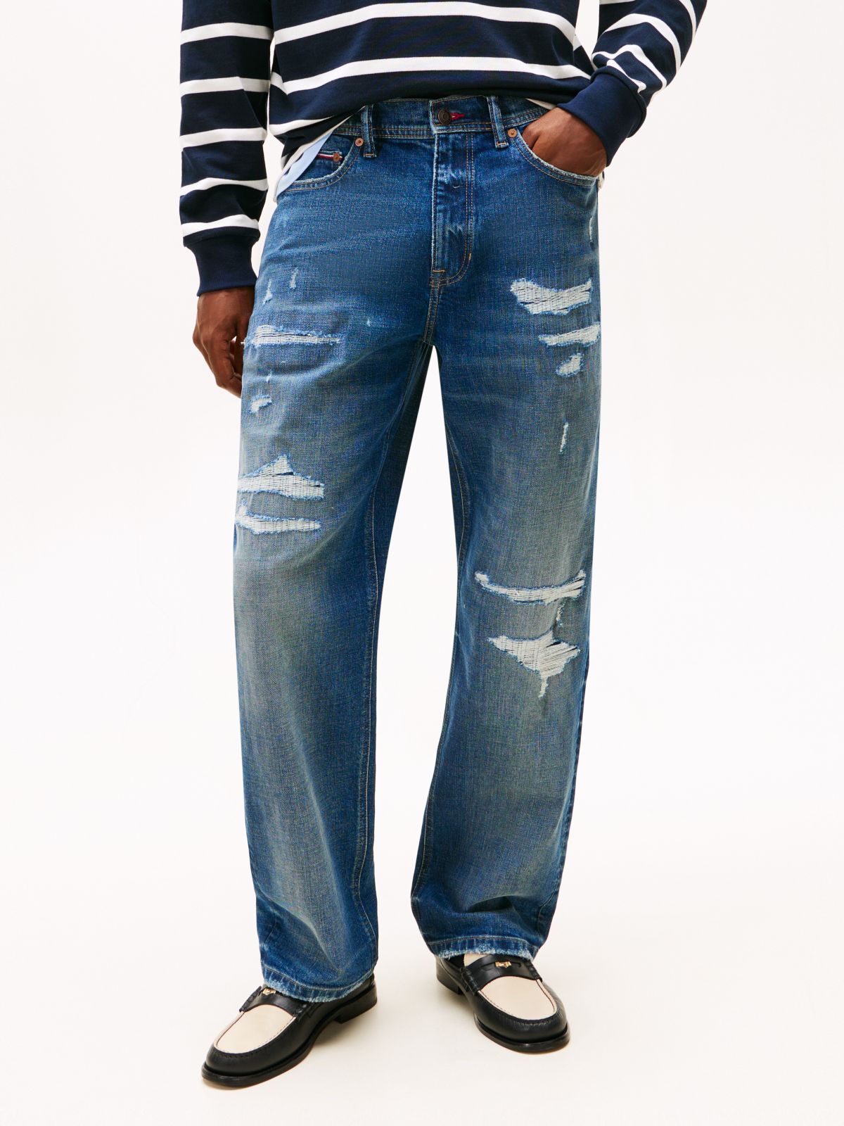 Distressed Loose Jean — Medium Wash