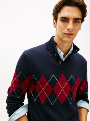 Argyle Quarter-Button Mockneck Sweater | Tommy Hilfiger