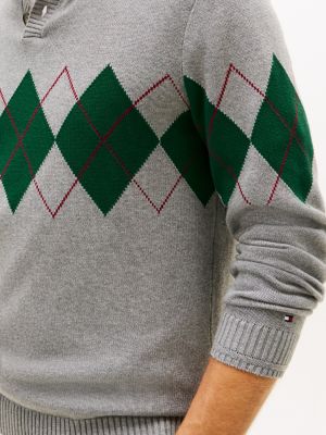 Argyle Quarter-Button Mockneck Sweater | Tommy Hilfiger