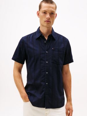 Regular Fit Lightweight Striped Shirt, Carbon Navy