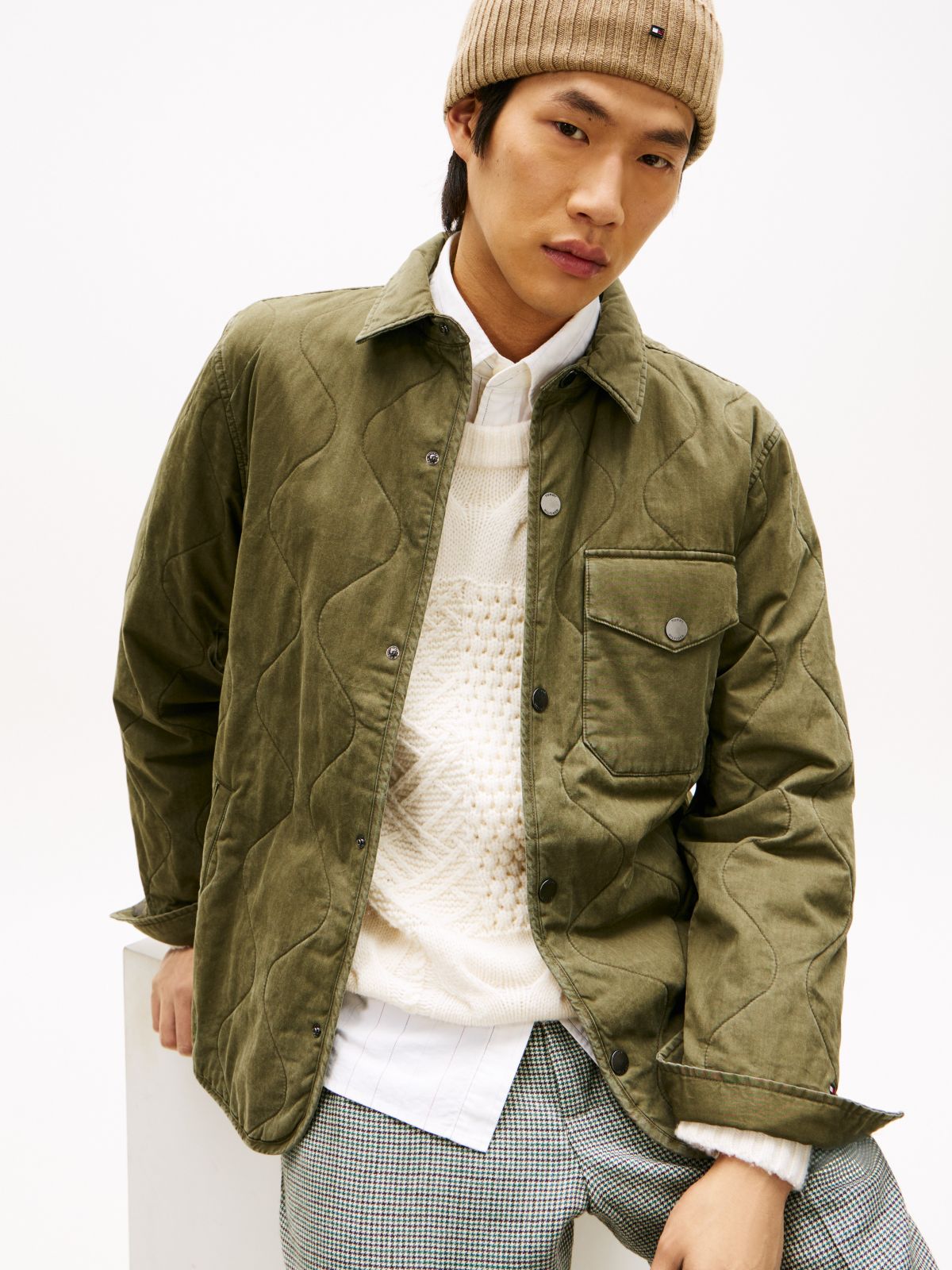 Garment-Dyed Lightweight Quilted Jacket — Army Green