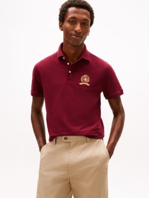Regular Fit Crest Logo Pique Polo, Deep Rouge