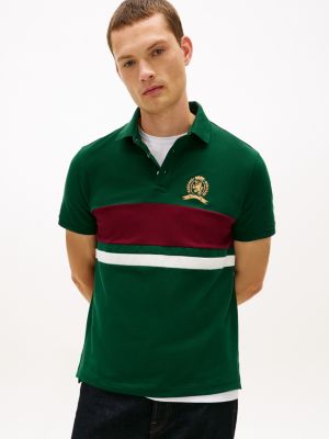 Crest Logo Stretch Pique Polo, Ornamental Green