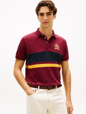 Crest Logo Stretch Pique Polo, Deep Rouge