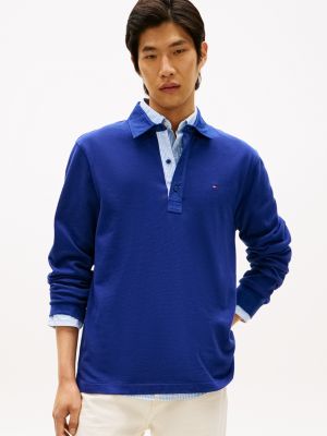 Regular Fit Long-Sleeve Polo, Pilot Blue
