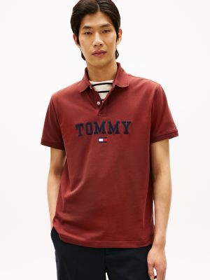 Regular Fit Monotype Tommy Logo Polo, Carmine Rust