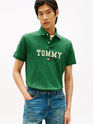 Regular Fit Monotype Tommy Logo Polo, Ornamental Green