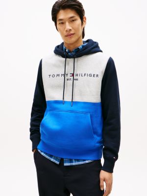 Colorblock Brushed-Back Fleece Hoodie, Dazzling Blue